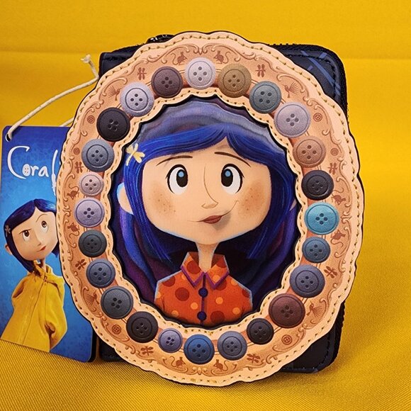 Loungefly Coraline Portal Button Frame Lenticular Zip Wallet NEW - Picture 1 of 15